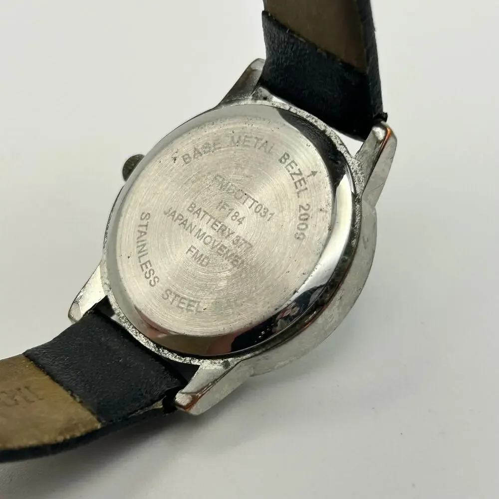 Women’s Mother Pearl Dial Black Leather Women’s Watch Working New Battery
